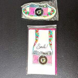 Colorful Camera design greeting cards & matching eraser.